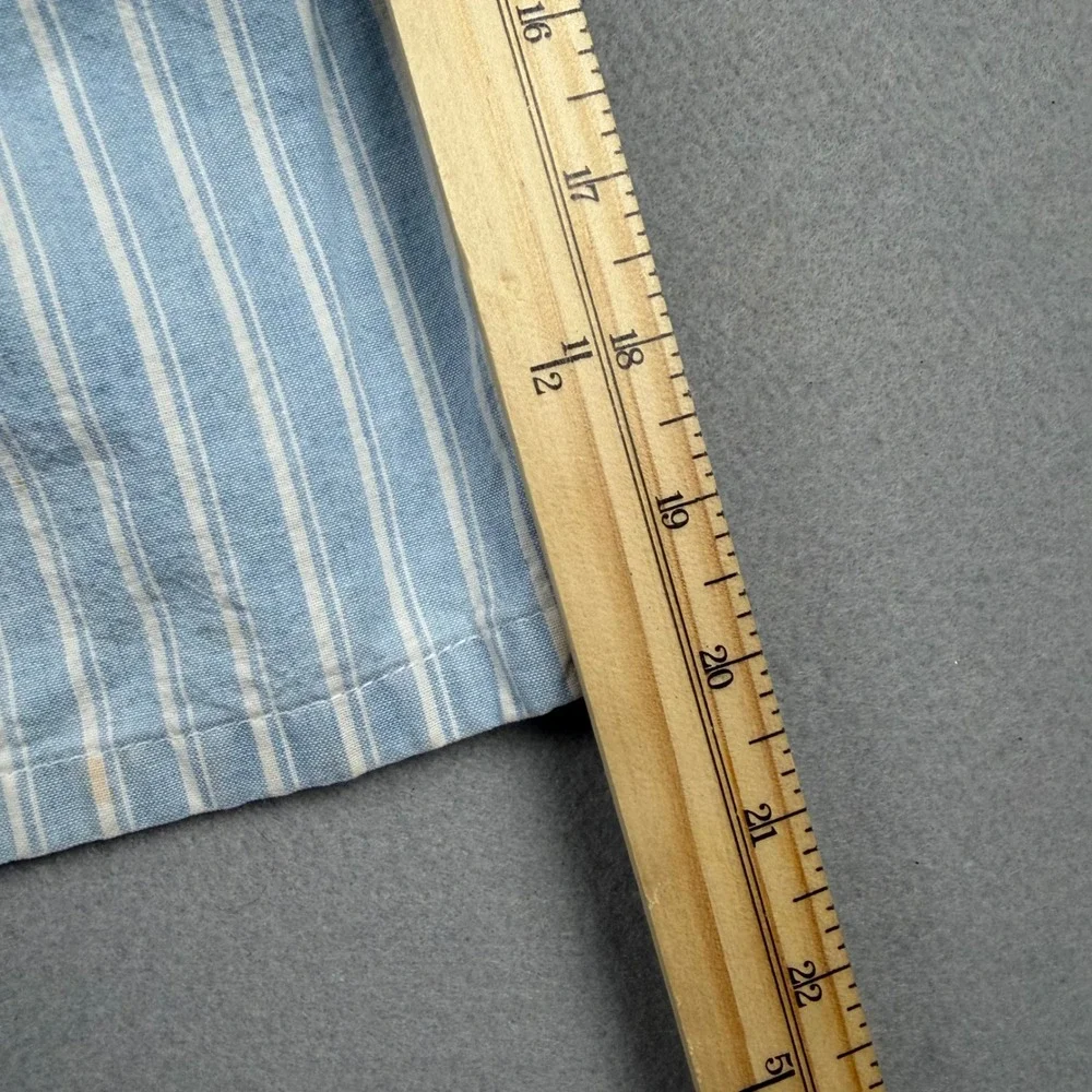 Vintage 90s Duck Head Mens 36 Blue White Striped Pleated Chino Shorts Duck Logo